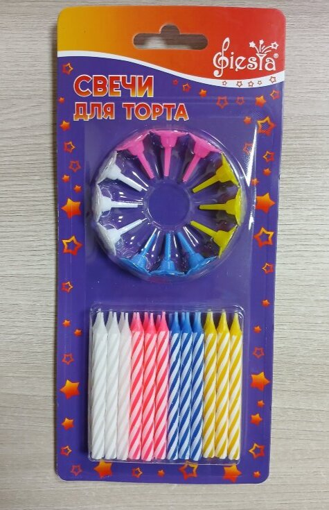 Свечи д/торта "Полоска" 6см 24шт