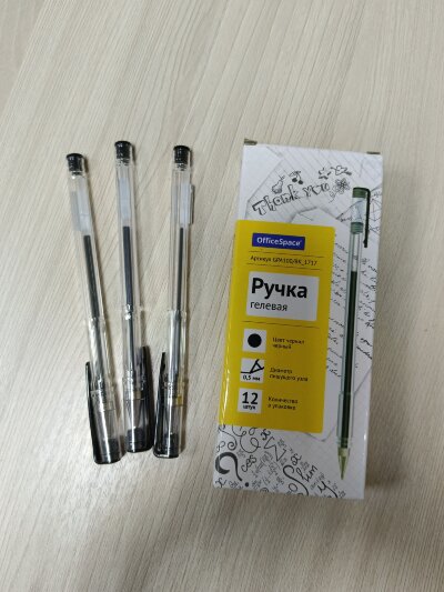 Ручка гелевая черная Office Spase (12шт/уп)
